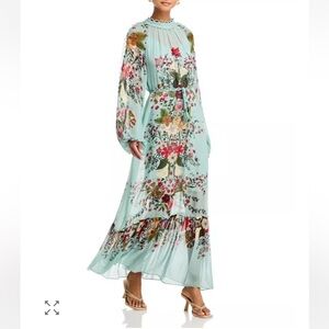 FARM Rio Floral Print Dress - Bouquet Long-Sleeve Maxi Dress Mediun